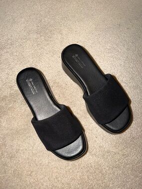 Call It Spring Black Fabric Slide Mules